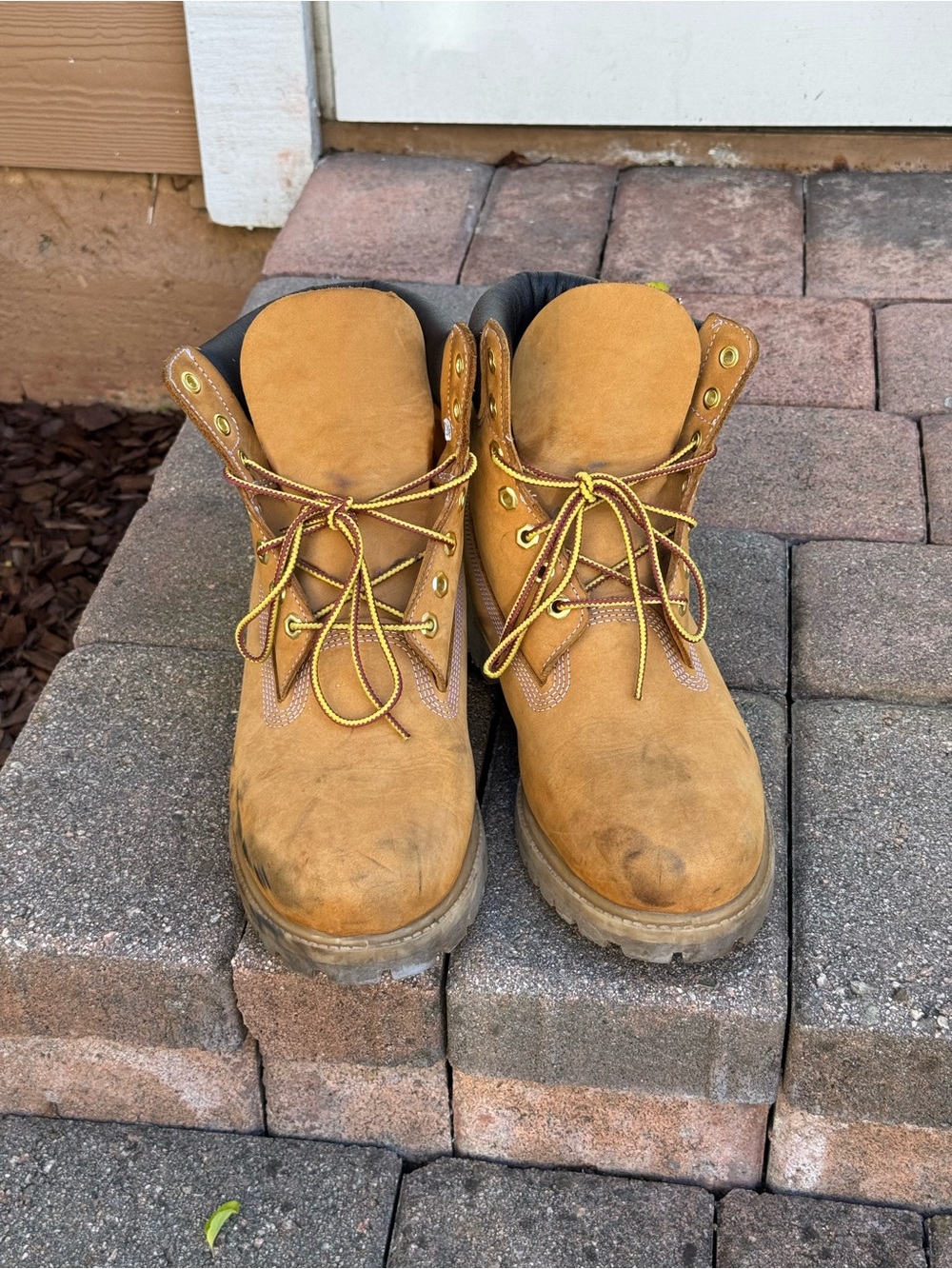Timberland 6-Inch Premium Waterproof Wheat Nubuck Work Boots Men’s - Size 9.5  W